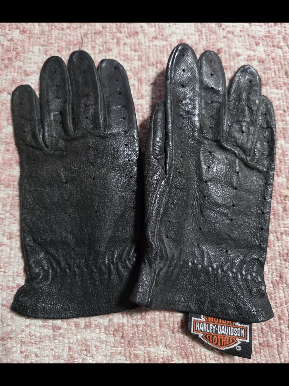 Harley-Davidson SmallBlack Leather Women's Driving Gloves with Perforated Detail